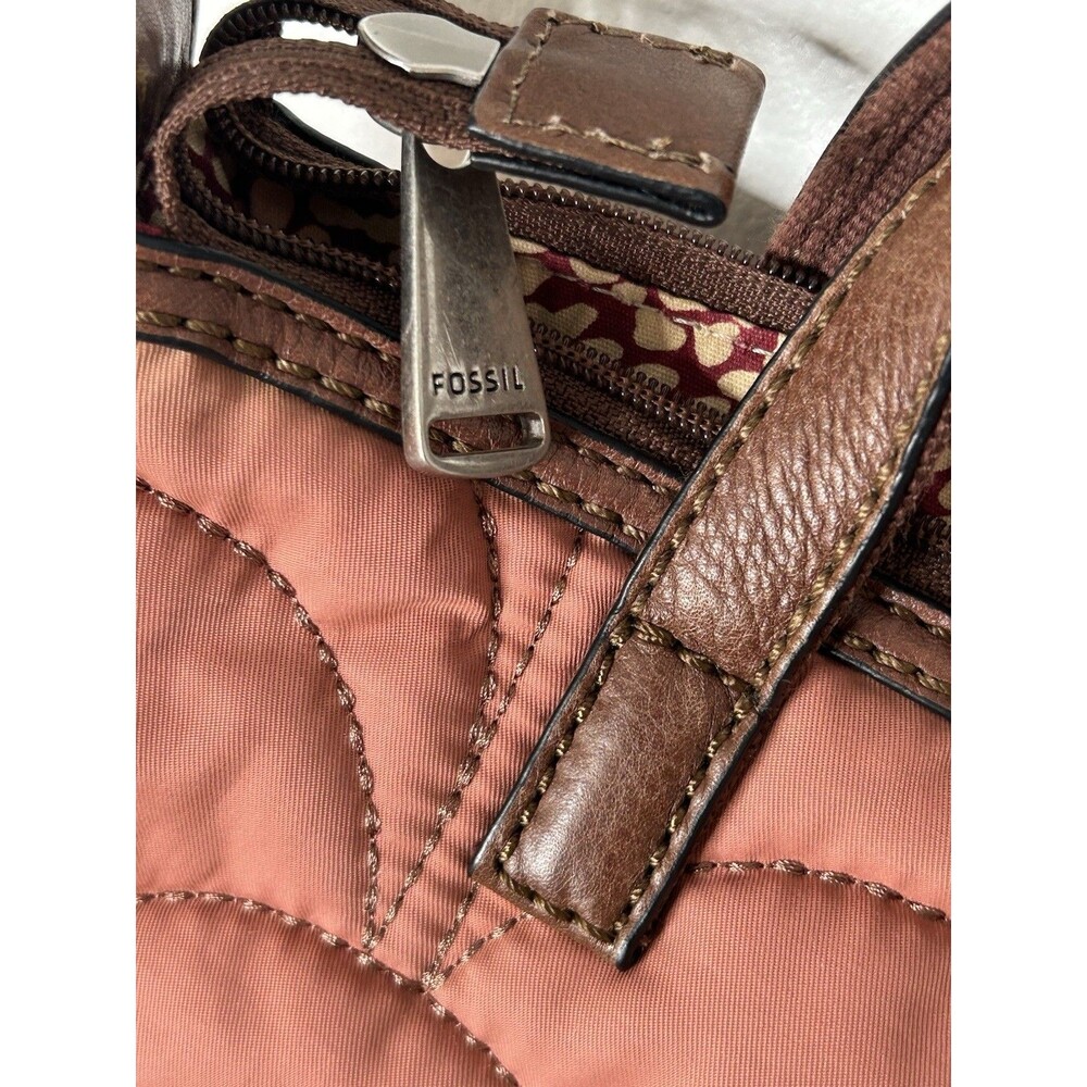 Fossil Keyper Quilted Crossbody Satchel Purse Handbag Dusty Rose - Picture 5 of 6